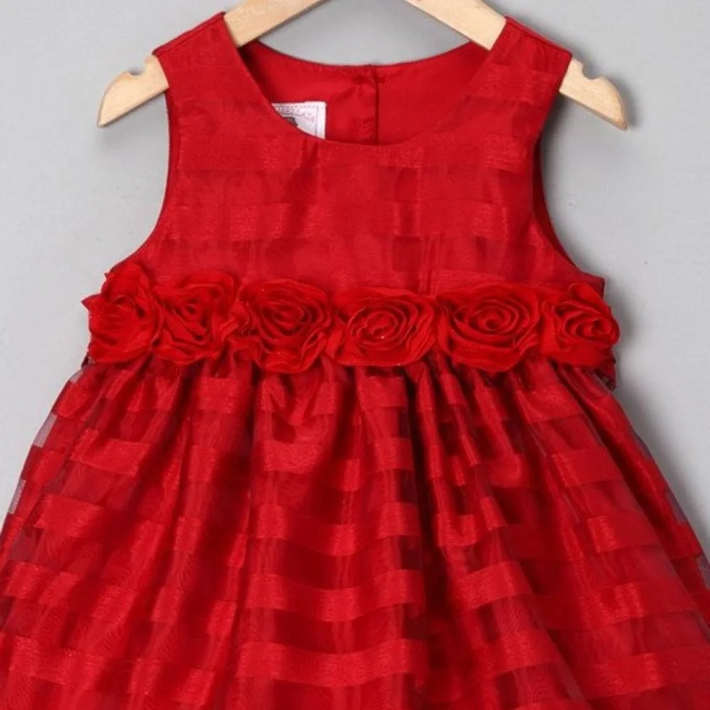 Marmellata Red Rosette Holiday Dress Set Baby Girl size 18 mo A-line Sleeveless‎